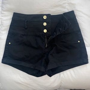 Black high rise shorts